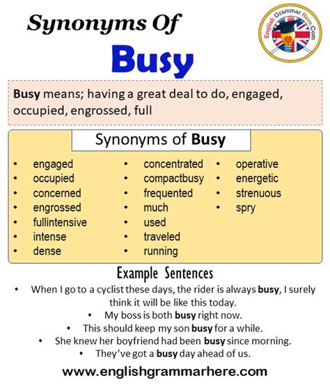 busy (adj. . Busily synonym